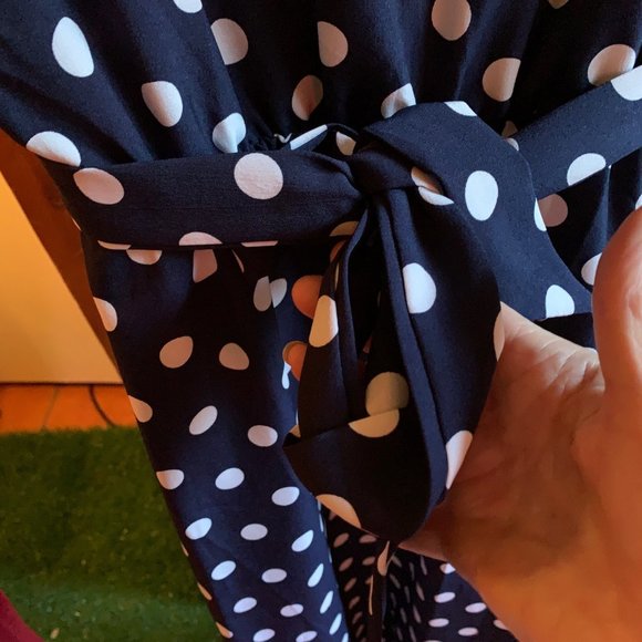 Dress. Polka dots, Marine and white, Size 8. - Picture 4 of 7